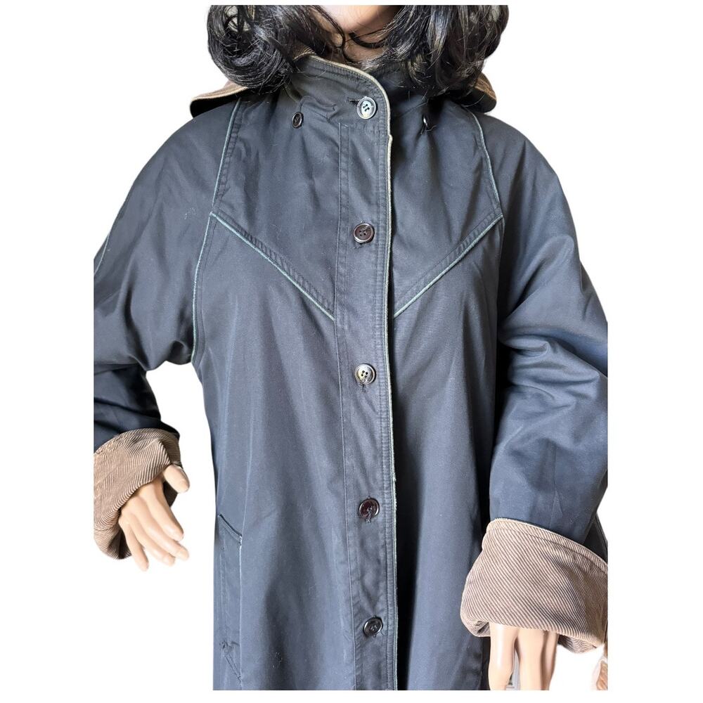 Vintage The Membership Reversable Corduroy brown/ black hooded Coat size large - Picture 15 of 16